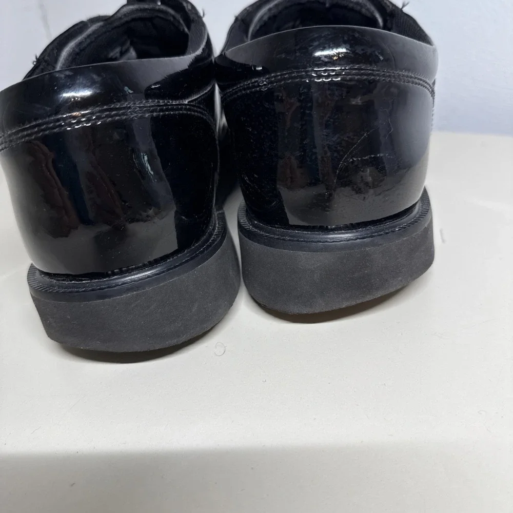 MENS 12M BATES E22141 HIGH GLOSS TACTICAL DUTY OXFORD Patent Leather SHOES BLACK